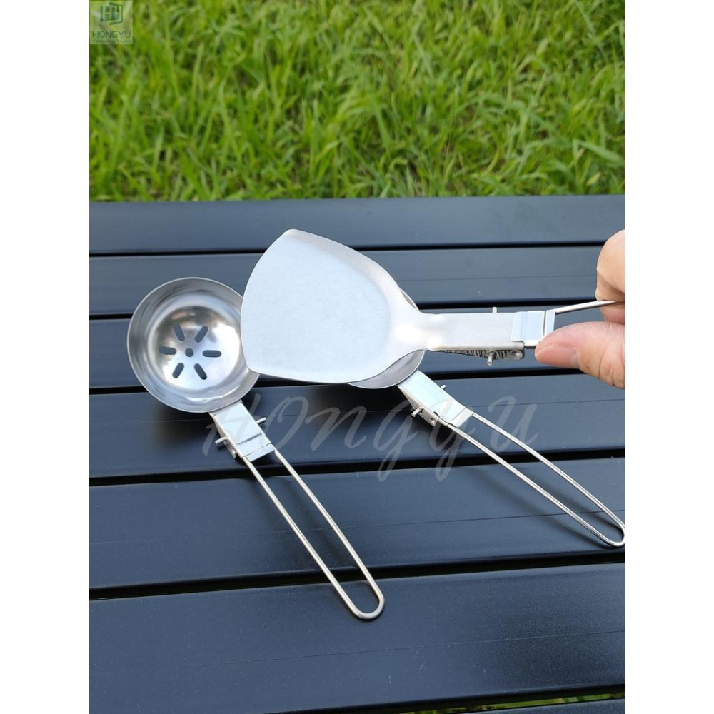 台灣出貨 戶外 不銹鋼 鍋鏟 可折疊鏟子 湯匙 鍋鏟便攜 廚房用品 燒烤 野炊 工具-細節圖4