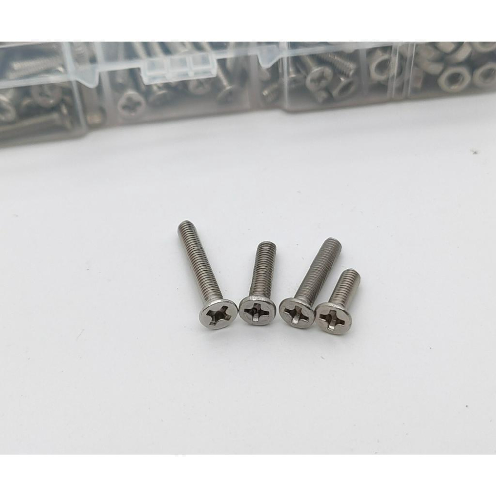 M3 十字平頭 螺絲 螺帽 套裝 組盒  盒裝 共340pcs 配螺母 不銹鋼304(A2-70) 現貨-細節圖7