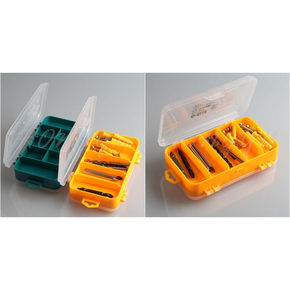 台灣現貨 13格 雙面 透明零件盒 收納盒 維修 便攜式 雙翻蓋 雙面元件盒-細節圖2
