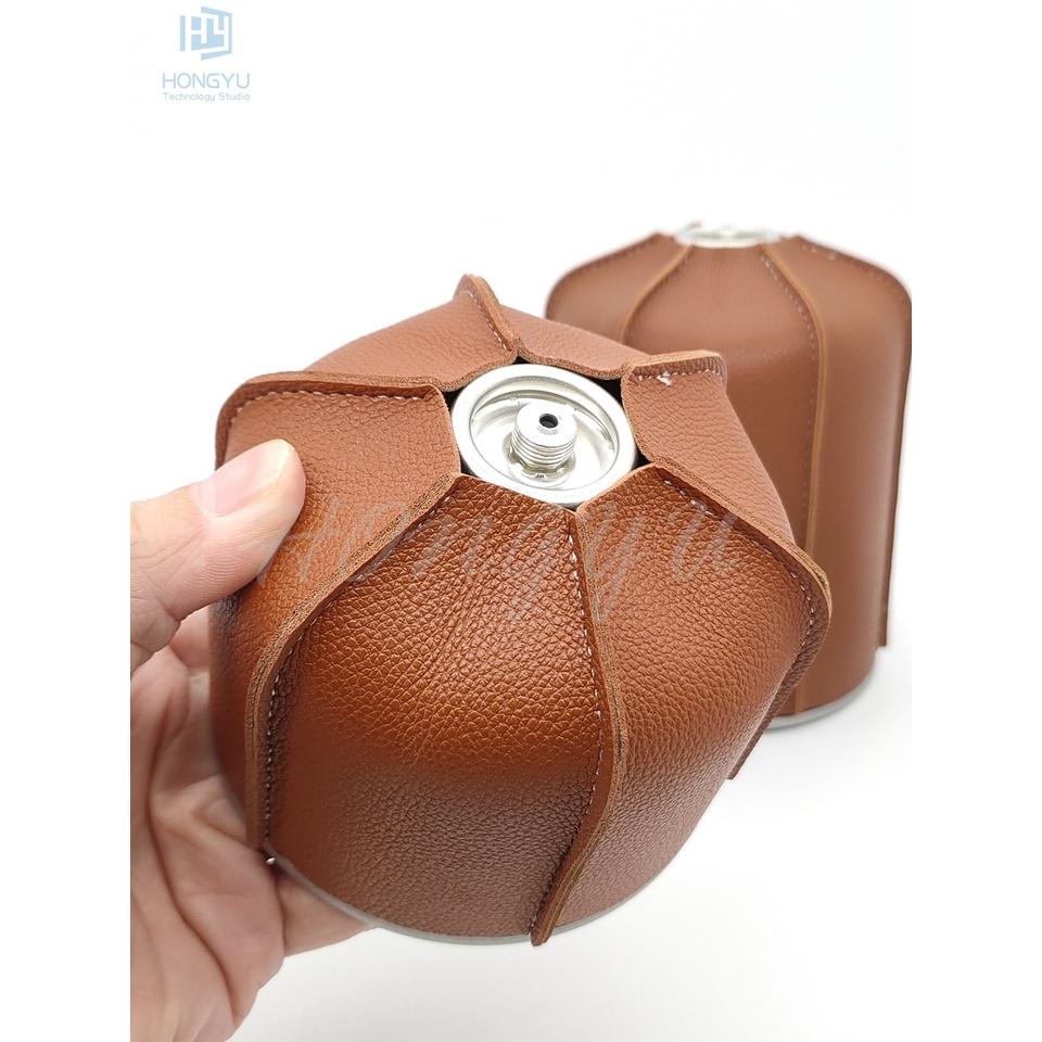 台灣出貨 戶外 露營 高山罐 扁氣罐 皮套 復古野營 瓦斯罐 煤氣罐 PU 皮革 保護套-細節圖3