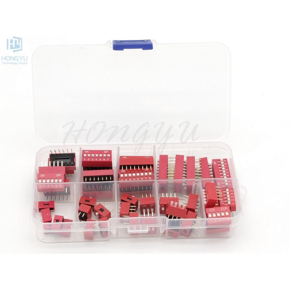 台灣現貨 指撥開關  撥段開關 2.54mm 腳距 編碼開關 1~9位 1到9位 套裝 盒裝-細節圖2