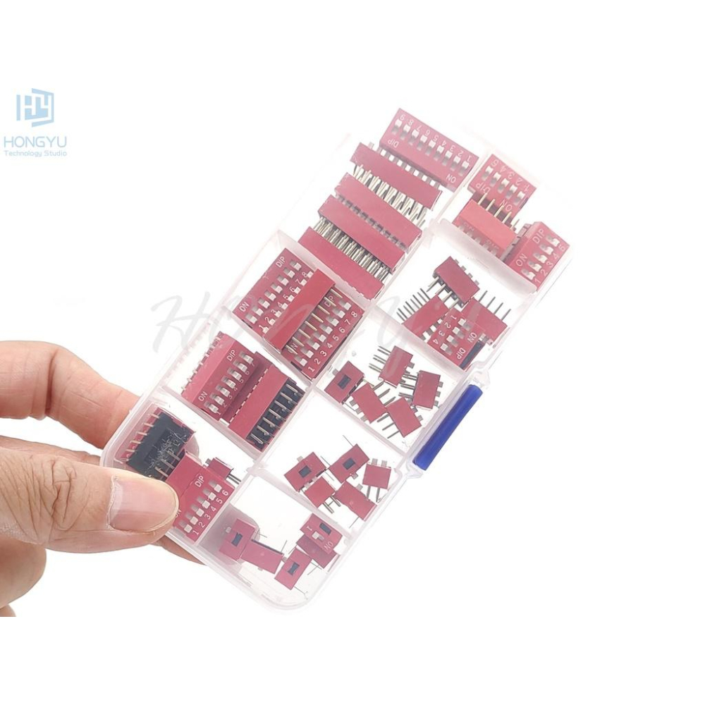 台灣現貨 指撥開關  撥段開關 2.54mm 腳距 編碼開關 1~9位 1到9位 套裝 盒裝-細節圖3