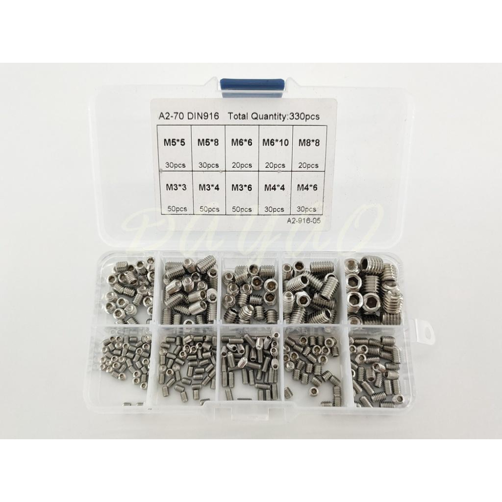 內六角螺絲 凹端緊定螺絲 M3/4/5/6/8 套裝 組盒  盒裝 共330pcs 304(A2-70)不銹鋼 現貨-細節圖4