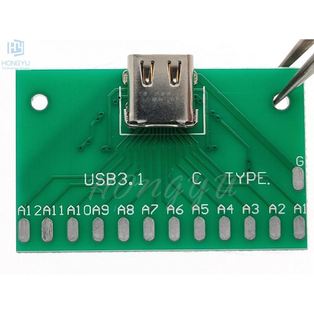 TYPE-C 轉接板 母座 測試板 雙面正反插 USB3.1 16P轉2.54 大電流 PCB 轉接板 現貨-細節圖4