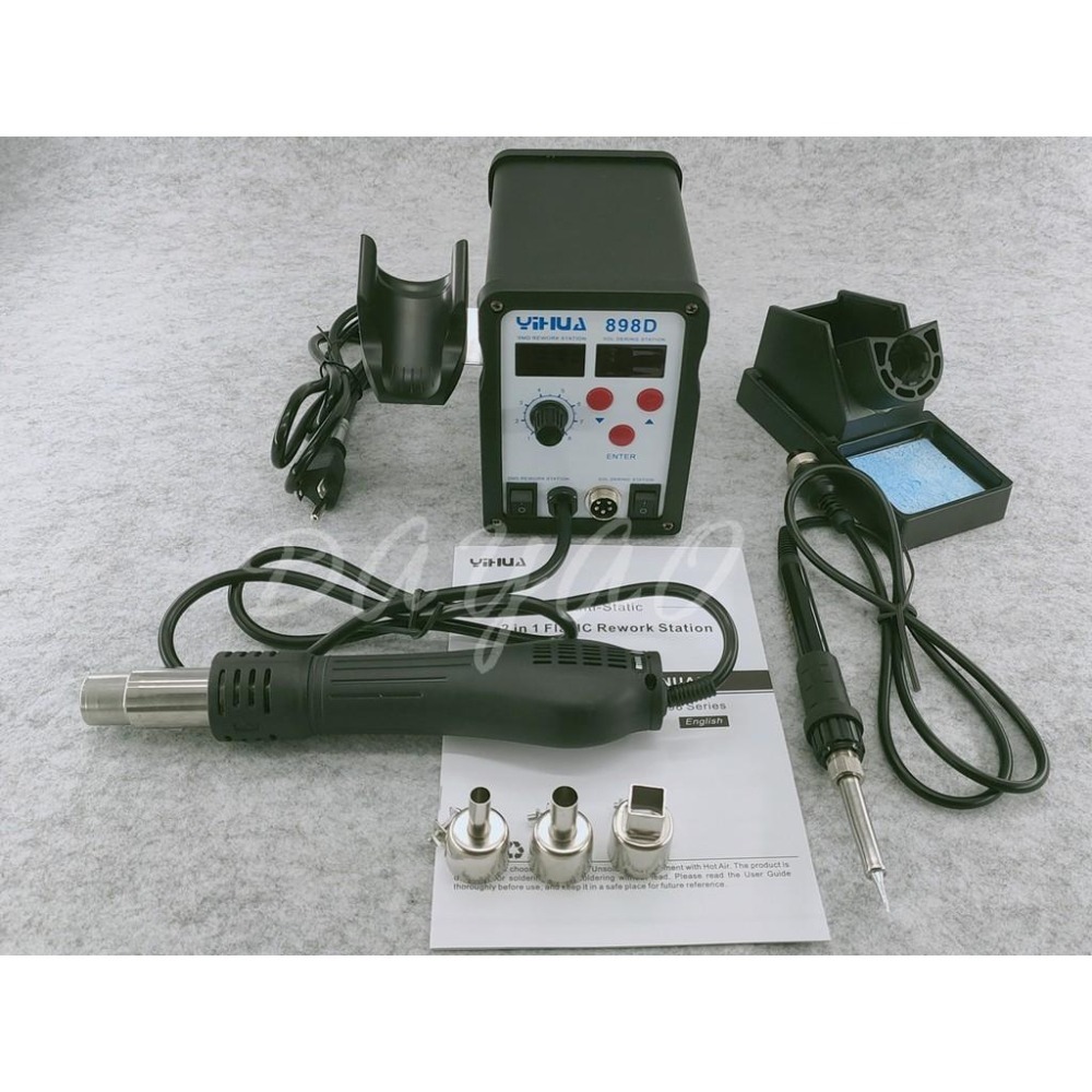 誼華 YIHUA 898D 2合1 無刷風機 熱風拆焊台 110V  電烙鐵 金屬發熱芯 烙鐵&無刷熱風槍 拆焊臺-細節圖2