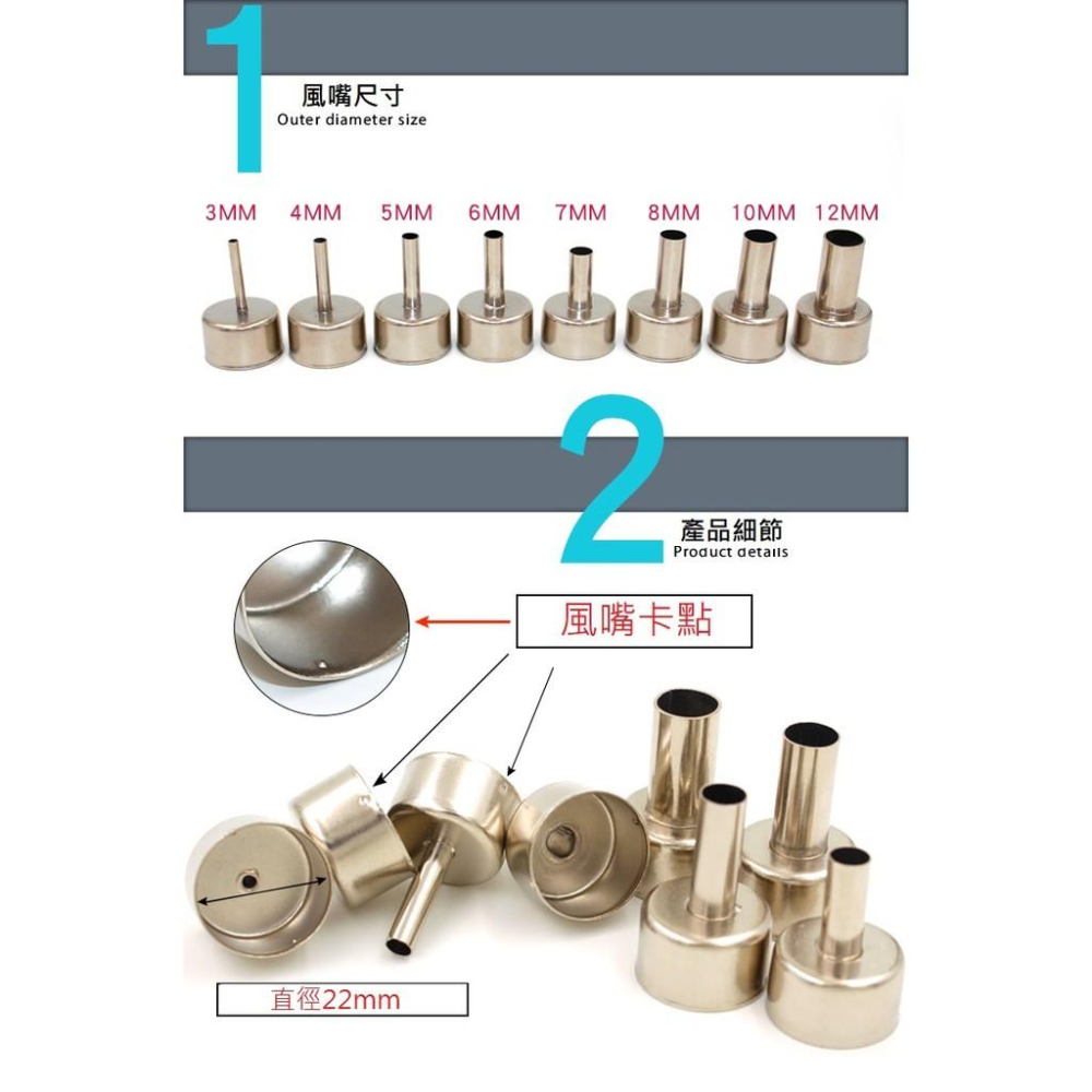858 858D 850 850D 898圓風嘴 熱風槍 拆焊台 風槍拆焊台 專用風嘴 直徑 22mm 多種規格-細節圖6