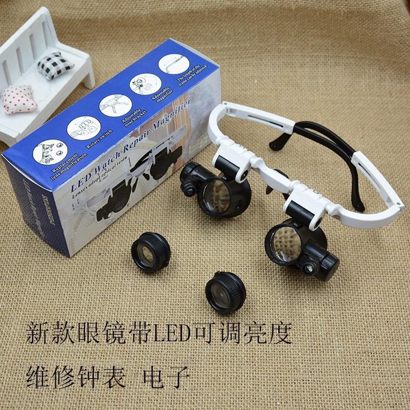 眼鏡放大鏡 9892H1 電路板維修 放大鏡 8倍/15倍/23倍 高清 手持放大鏡  帶LED燈-細節圖5