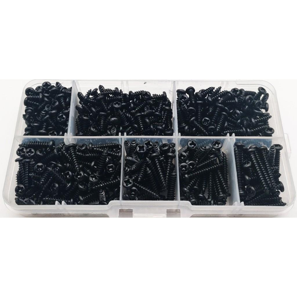 500pcs M3 黑色 碳鋼 圓頭 盤頭 自攻螺絲 螺絲釘 500顆 組合 套裝 盒裝-細節圖3