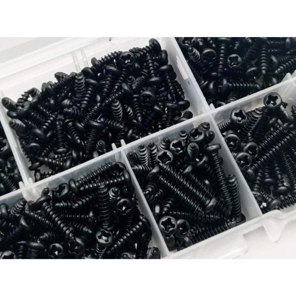 500pcs M3 黑色 碳鋼 圓頭 盤頭 自攻螺絲 螺絲釘 500顆 組合 套裝 盒裝-細節圖5