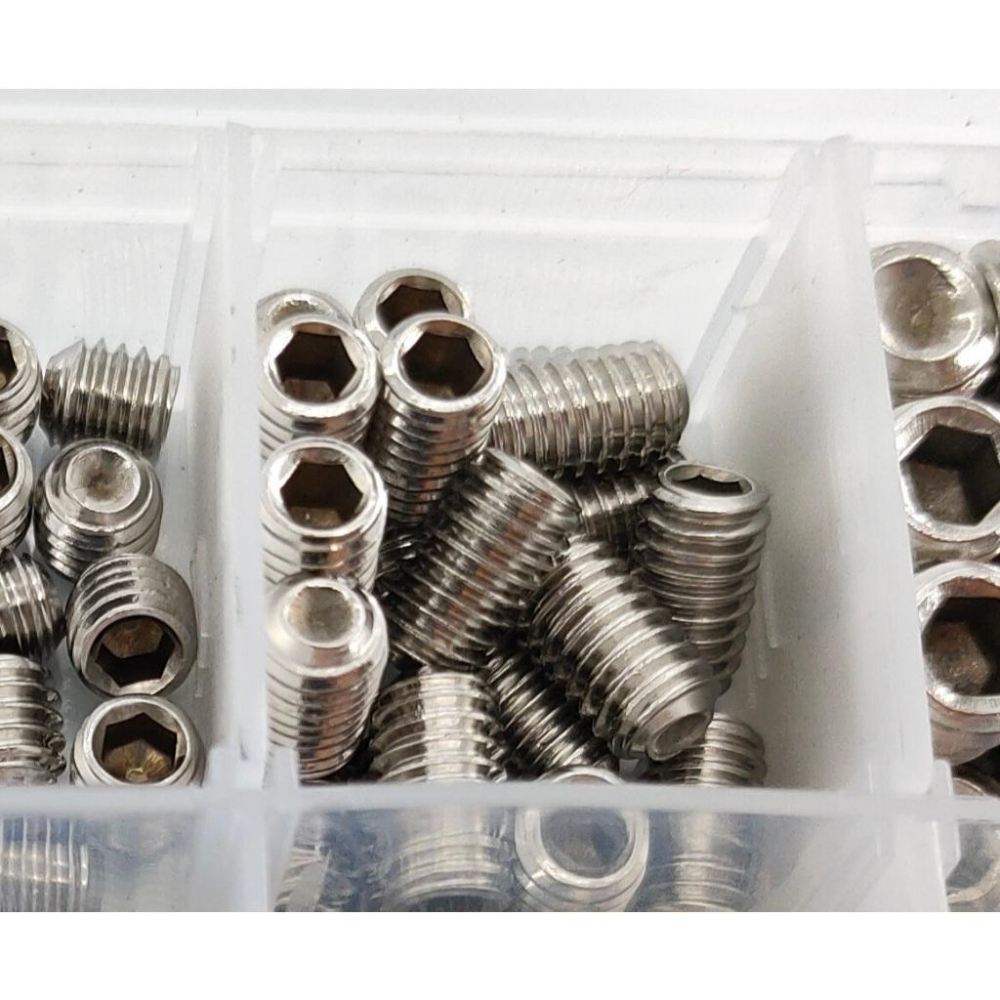 內六角螺絲 DIN914 200pcs凹端緊定 止付螺絲 M3/4/5/6/8 套裝 盒裝 304(A2-70)不銹鋼-細節圖4