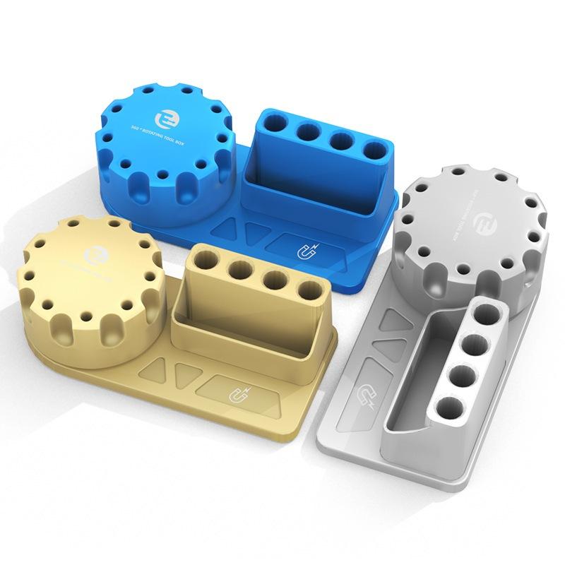 多功能 螺絲起子 收納架 360度 旋轉零件盒 手機維修  加磁工具盒 旋轉收納架-細節圖2