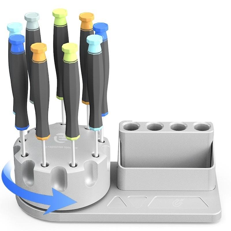 多功能 螺絲起子 收納架 360度 旋轉零件盒 手機維修  加磁工具盒 旋轉收納架-細節圖8