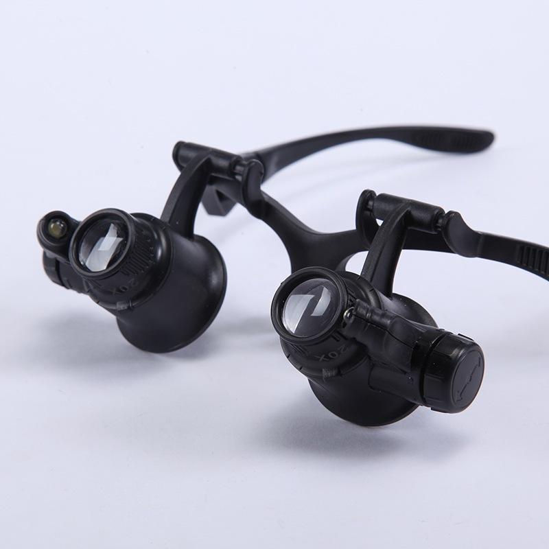 眼鏡放大鏡 9892GJ 電路板維修 放大鏡 10倍15倍20倍25倍 高清 手持放大鏡  帶LED燈-細節圖5