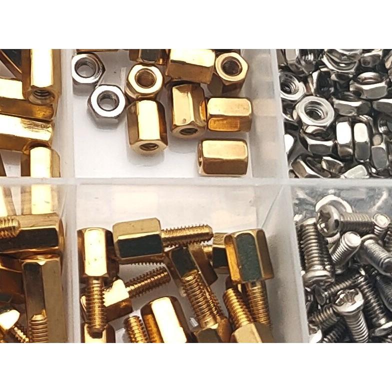 280pcs M2.5 六角 銅柱 單通 雙通隔離柱 PCB 隔離柱 黃銅 200顆 盒裝 套裝-細節圖3