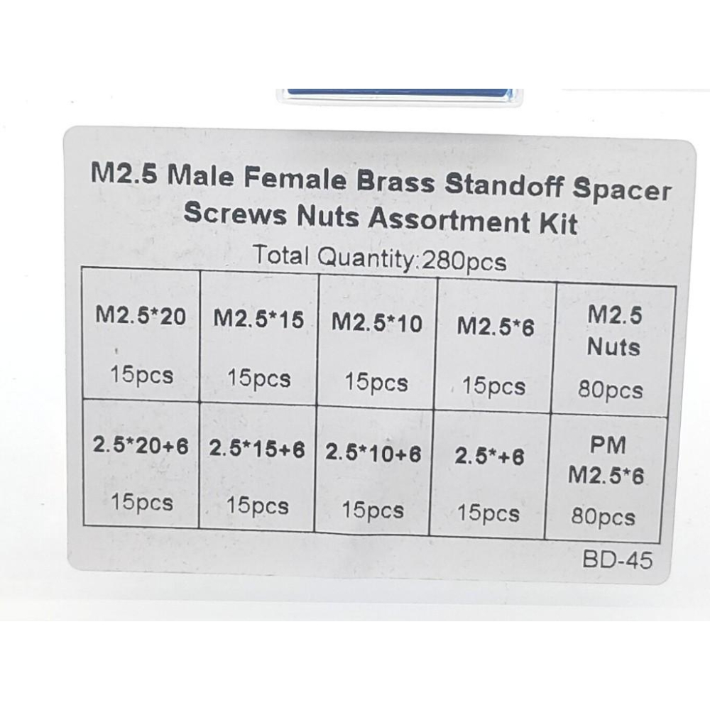 280pcs M2.5 六角 銅柱 單通 雙通隔離柱 PCB 隔離柱 黃銅 200顆 盒裝 套裝-細節圖5