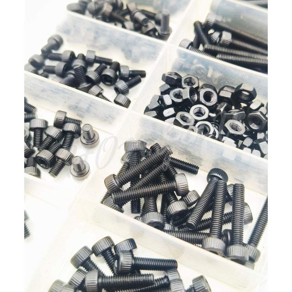 M3 黑色高強度 內六角 杯頭 螺絲螺帽 280pcs 圓柱頭 內六角螺絲螺帽 組合套裝-細節圖2