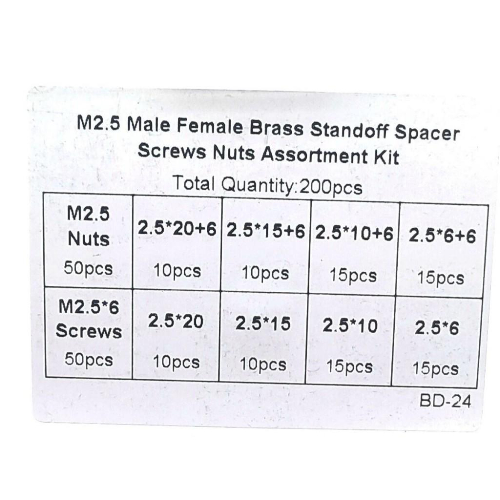 200pcs M2.5 六角 銅柱 單通 雙通隔離柱 PCB 隔離柱 黃銅 200顆 盒裝 套裝-細節圖5
