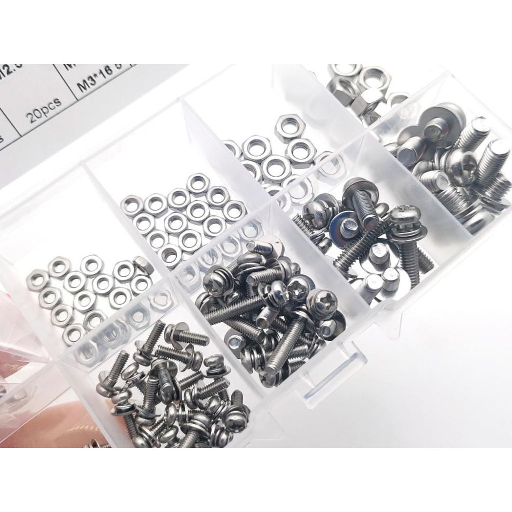 160pcs 十字圓頭 M2M2.5M3M4M5 不銹鋼304 螺絲 螺母 螺帽 160顆 組合套裝-細節圖5