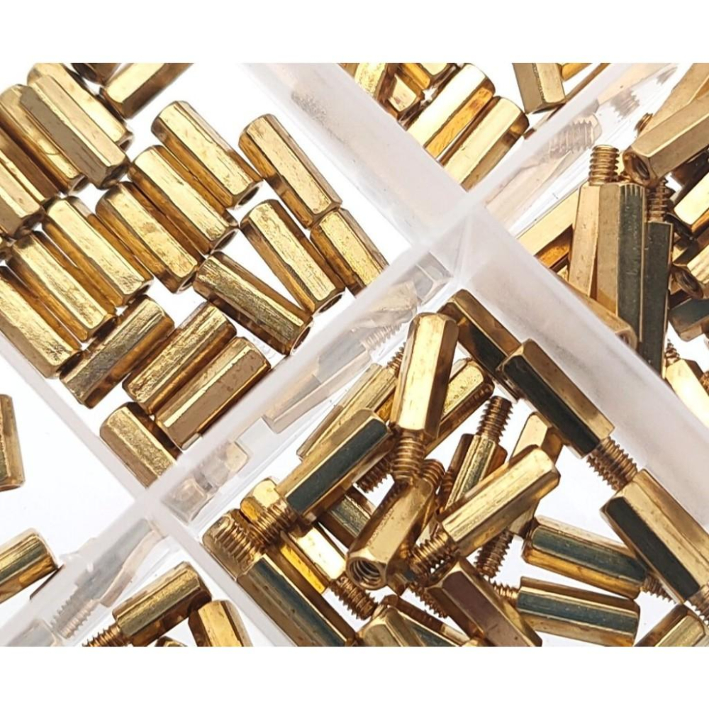 300pcs M2 單通 六角 銅柱 隔離柱 螺帽 螺母 螺絲 組合 300顆 盒裝 套裝-細節圖3