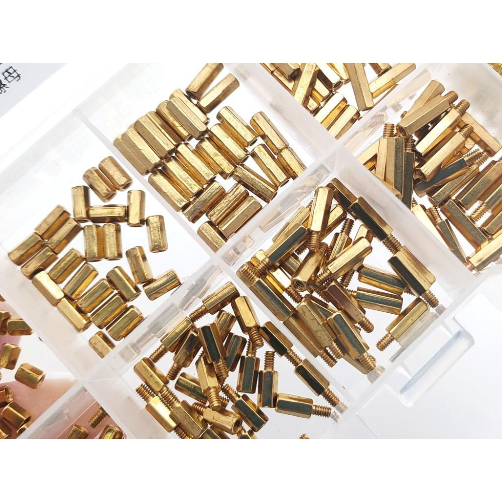 300pcs M2 單通 六角 銅柱 隔離柱 螺帽 螺母 螺絲 組合 300顆 盒裝 套裝-細節圖4