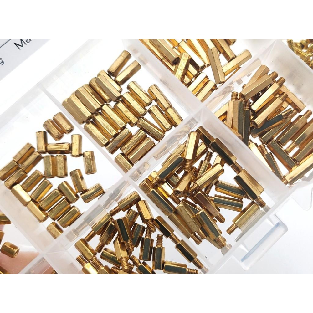 300pcs M2 單通 六角 銅柱 隔離柱 螺帽 螺母 螺絲 組合 300顆 盒裝 套裝-細節圖5