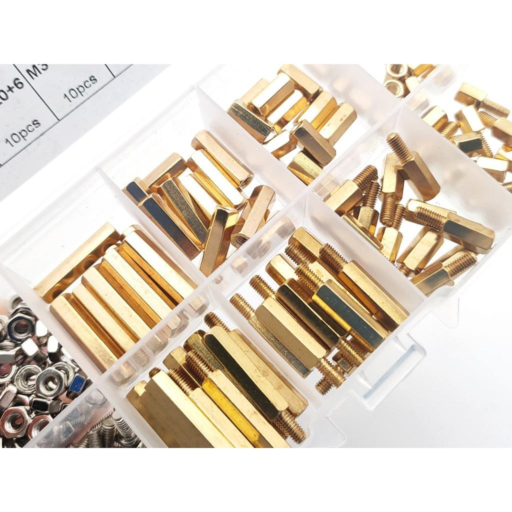 176pcs M3 單通 雙通 銅柱 隔離柱 盒裝 六角 螺帽 螺母 螺絲 176顆 組合 套裝 BD-46-細節圖3