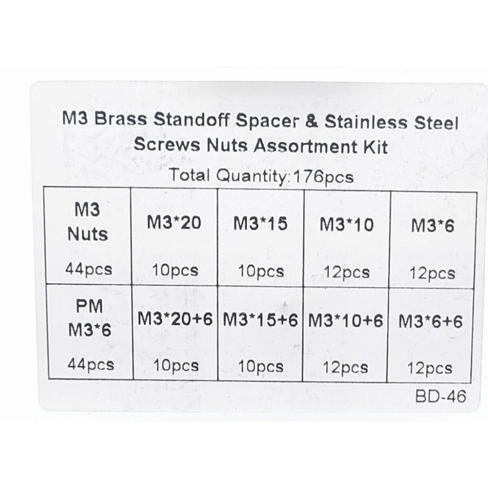 176pcs M3 單通 雙通 銅柱 隔離柱 盒裝 六角 螺帽 螺母 螺絲 176顆 組合 套裝 BD-46-細節圖5