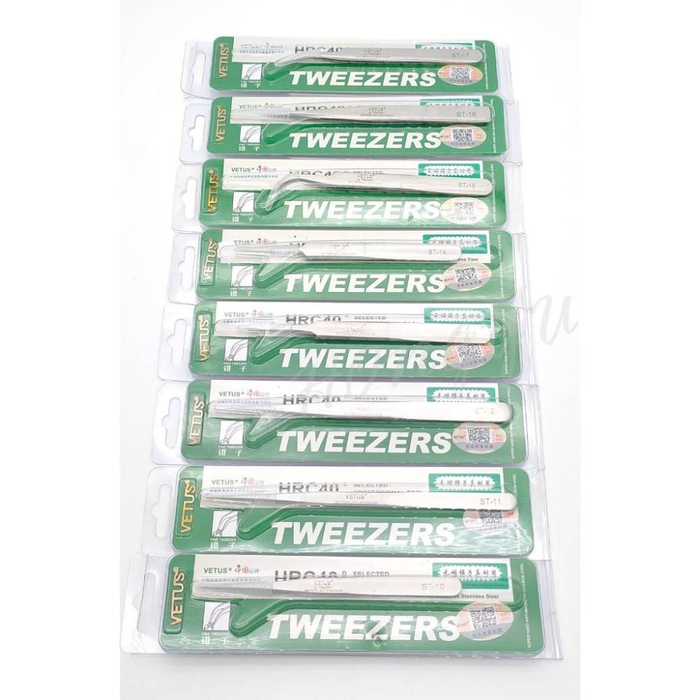 vetus 金字標 高精密鑷子 ST 不銹鋼 鑷子 夾頭 直頭 彎頭 尖頭 細頭 接睫毛 電子零件 美容夾子 現貨-細節圖5