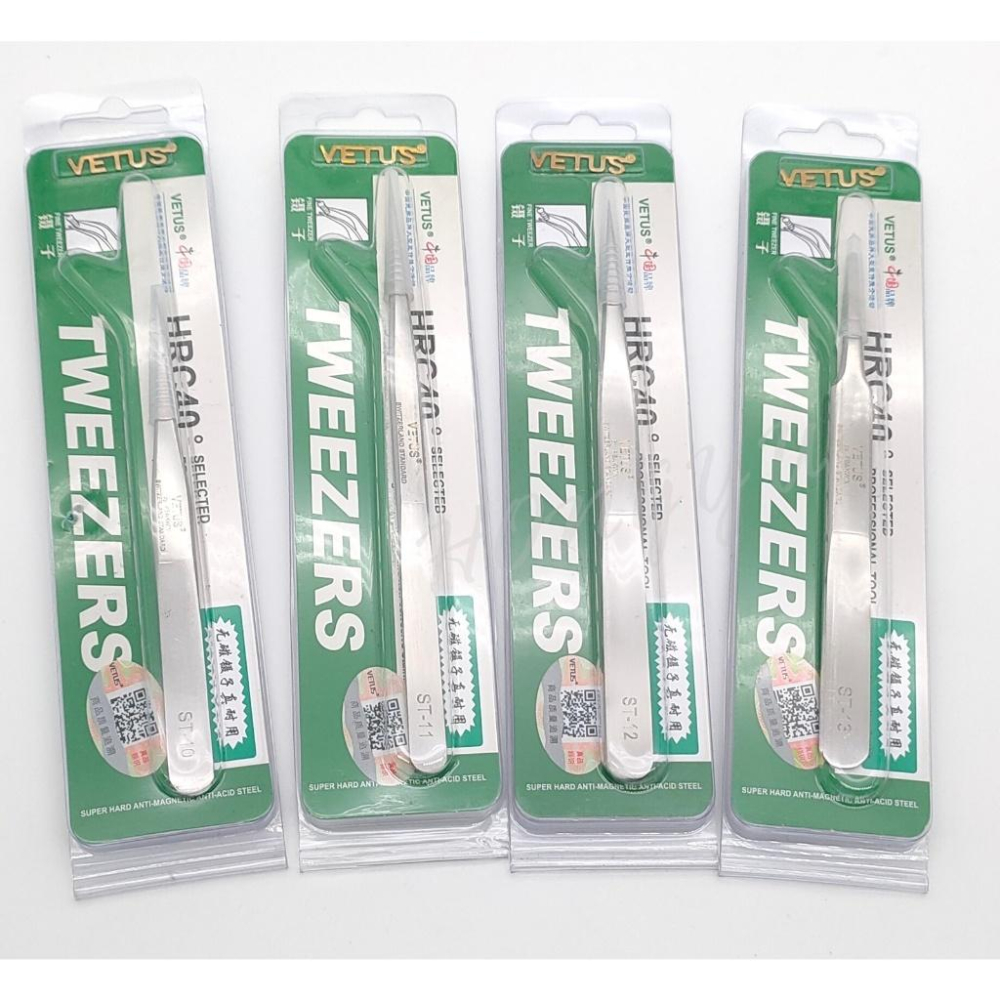 vetus 金字標 高精密鑷子 ST 不銹鋼 鑷子 夾頭 直頭 彎頭 尖頭 細頭 接睫毛 電子零件 美容夾子 現貨-細節圖7