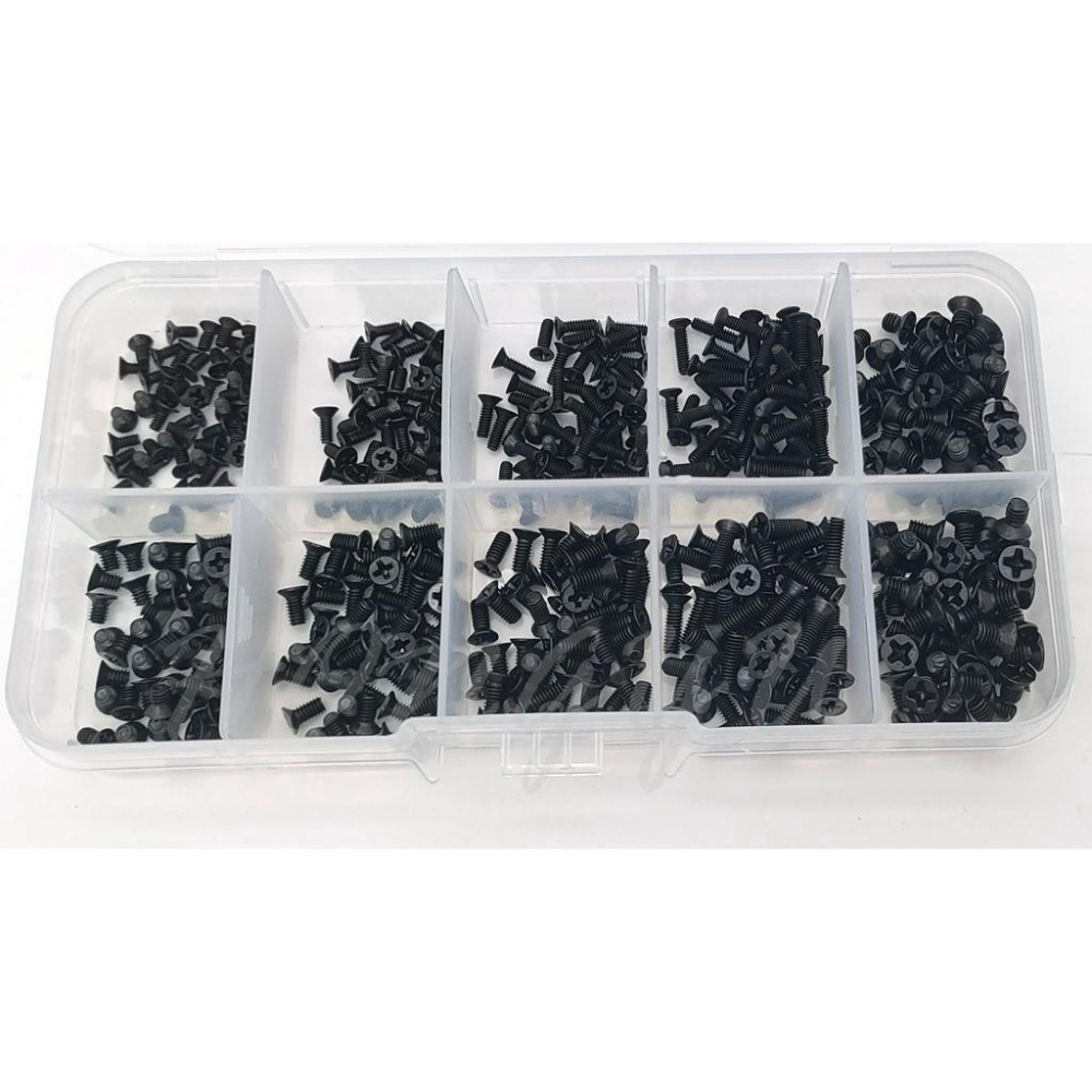 M2 M2.5 M3 十字平頭 黑色 電腦維修 碳鋼4.8級 螺絲 500pcs  組合 套裝-細節圖3