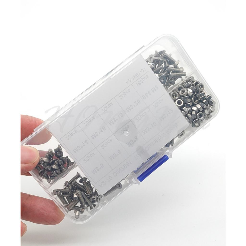 M3 內六角 平頭 螺絲 螺帽 套裝 組盒  盒裝 共340pcs 配螺母 六角 不銹鋼304(A2-70) 現貨-細節圖6