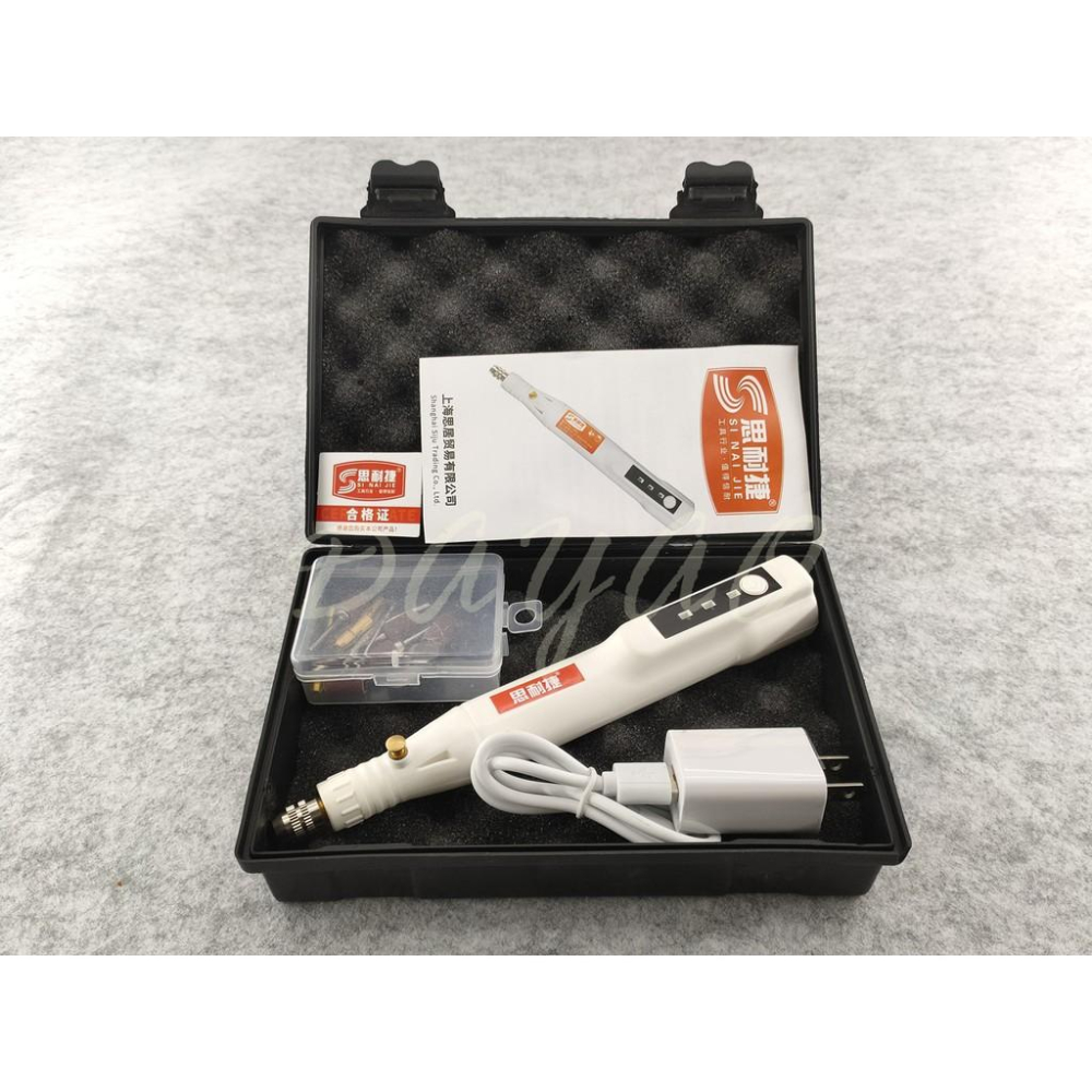 思耐捷 充電 無線 三段調速 迷你電鑽  筆型 電磨機 電動打磨 拋光 手持 附收納盒 耗材 現貨-細節圖2