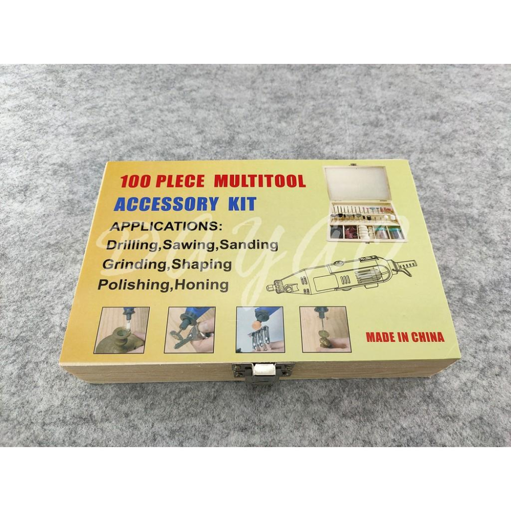 電磨機 常用 混和磨頭套裝 砂輪頭 砂紙圈 切割片 鋼絲刷 耗材 配件 木盒 盒裝 套件 約100pcs 現貨-細節圖3