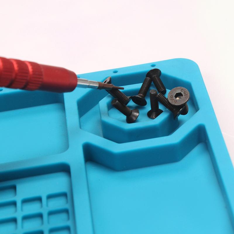 維修墊 矽膠 矽膠墊 隔熱墊 電腦手機維修台 藍 / 黑  磁性 隔熱墊 熱風槍 烙鐵 手機拆屏 耐高溫450度-細節圖8