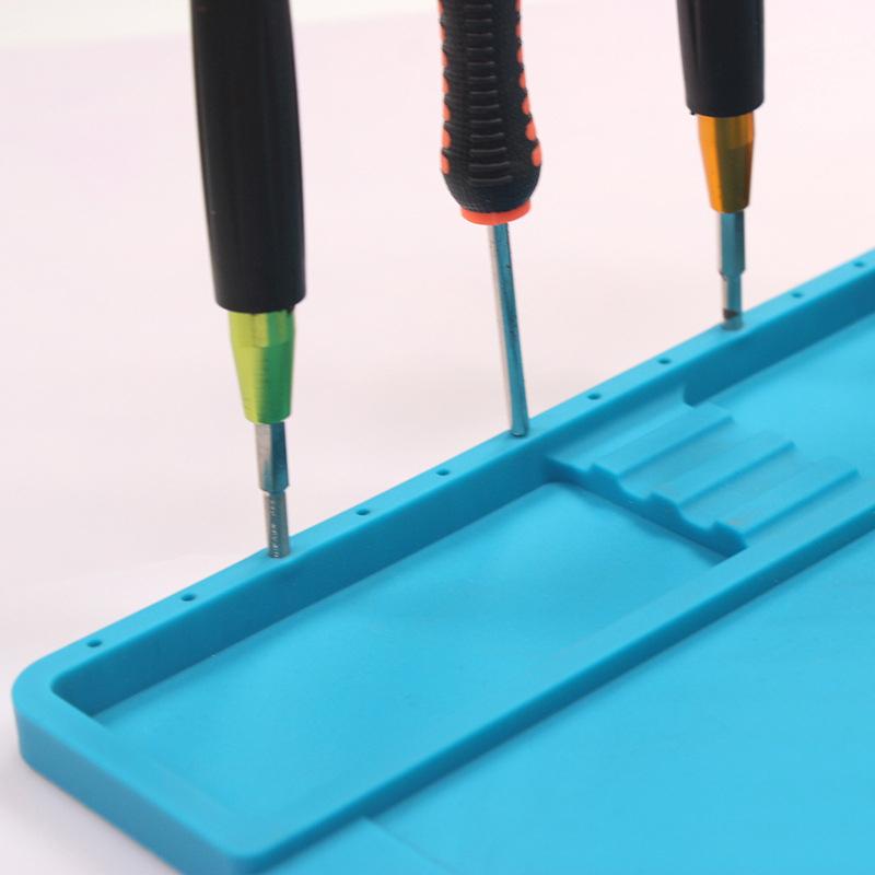 維修墊 矽膠 矽膠墊 隔熱墊 電腦手機維修台 藍 / 黑  磁性 隔熱墊 熱風槍 烙鐵 手機拆屏 耐高溫450度-細節圖9