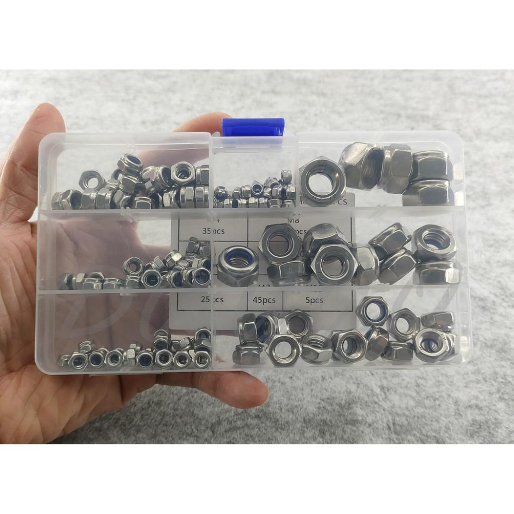 304(A2-70)不銹鋼 防鬆螺母 M3 M4 M5 M6 M8 M10 M12 鎖緊螺母 套裝 盒裝 175pcs-細節圖5