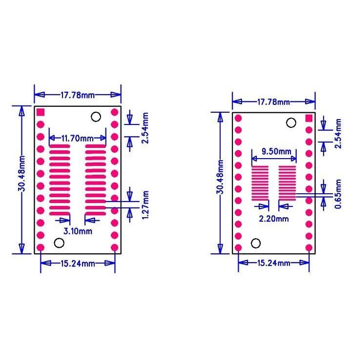 SOP24 SSOP24 TSSOP24 SMD轉DIP DIP 0.65 / 1.27mm PCB 轉接板-細節圖3