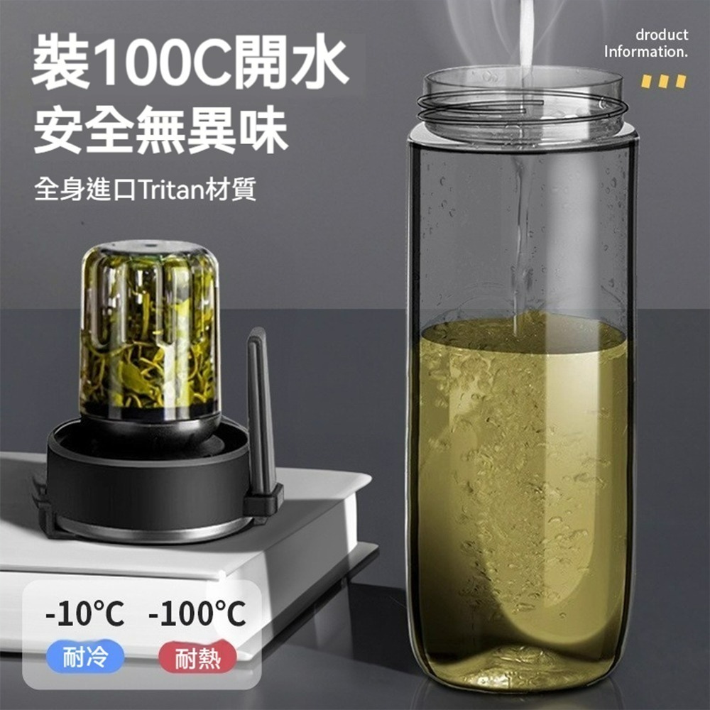 Tritan磁彈茶水分離泡茶杯 雙層耐熱隨行杯 茶隔濾網泡茶瓶 耐高溫塑料水杯 攜帶杯 透明茶杯 辦公泡茶杯 隨手瓶-細節圖5