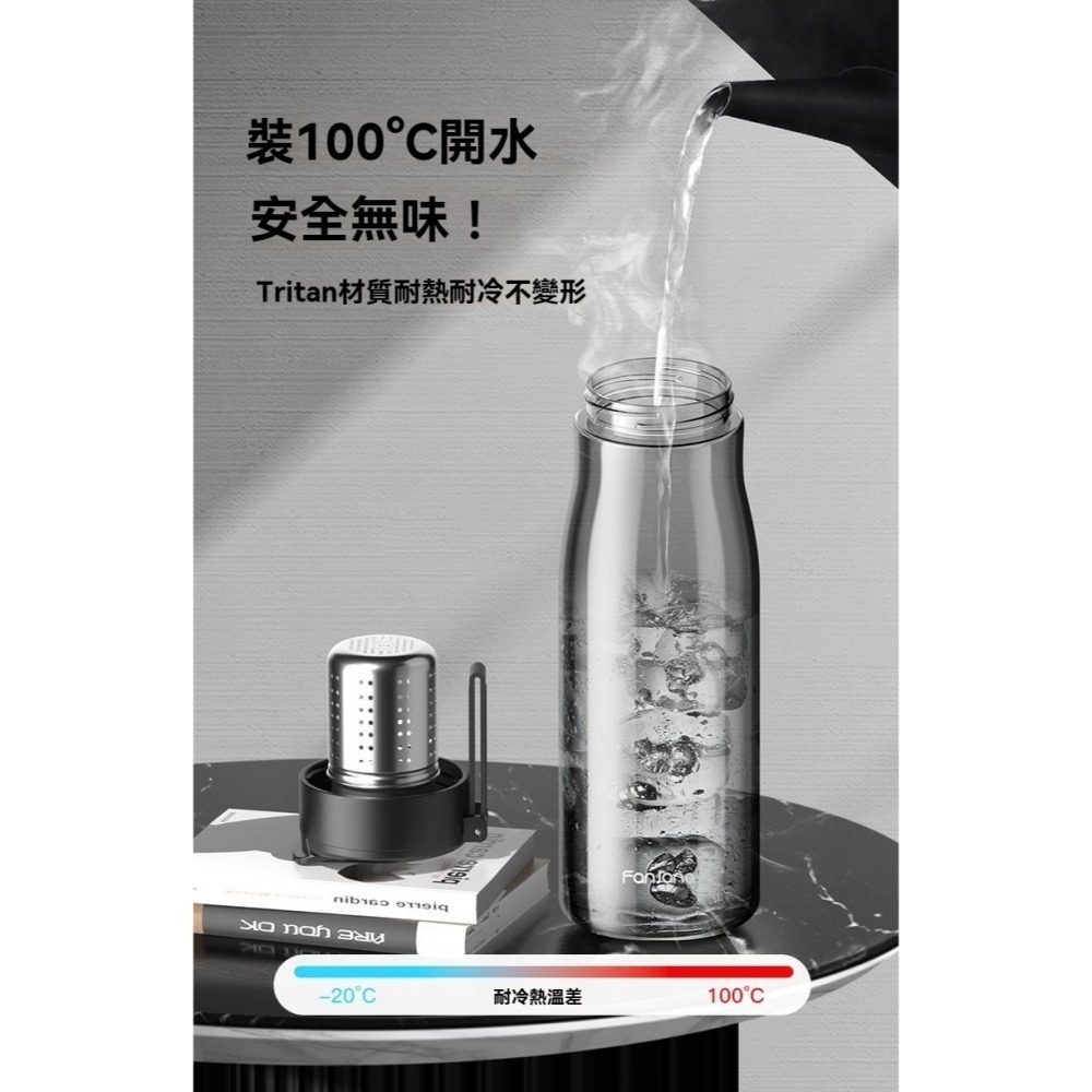 Tritan磁彈茶水分離泡茶杯 雙層耐熱隨行杯 茶隔濾網泡茶瓶 耐高溫塑料水杯 攜帶杯 透明茶杯 辦公泡茶杯 隨手瓶-細節圖3