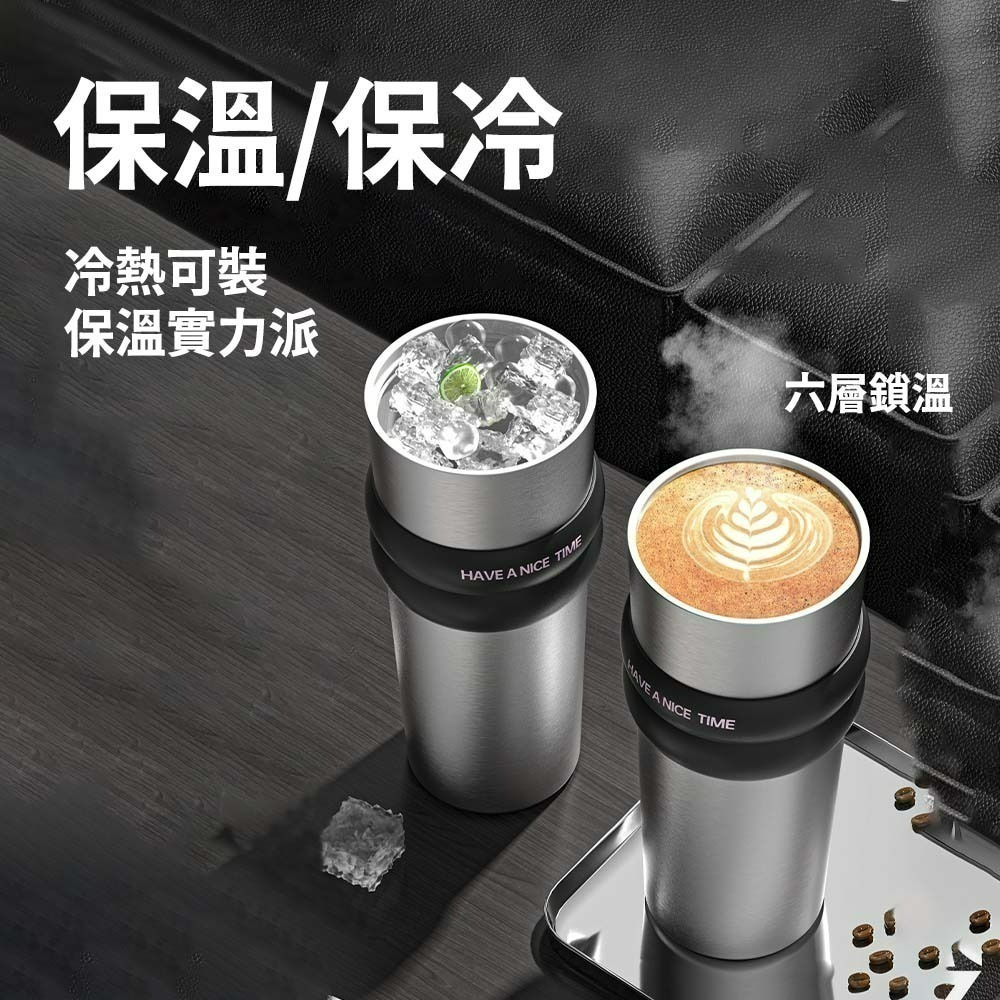 手提保溫杯 不銹鋼雙飲保溫杯 陶瓷咖啡杯 冰壩隨行杯 大容量710ML 保溫保冰外出杯 便攜隨身水杯-細節圖3