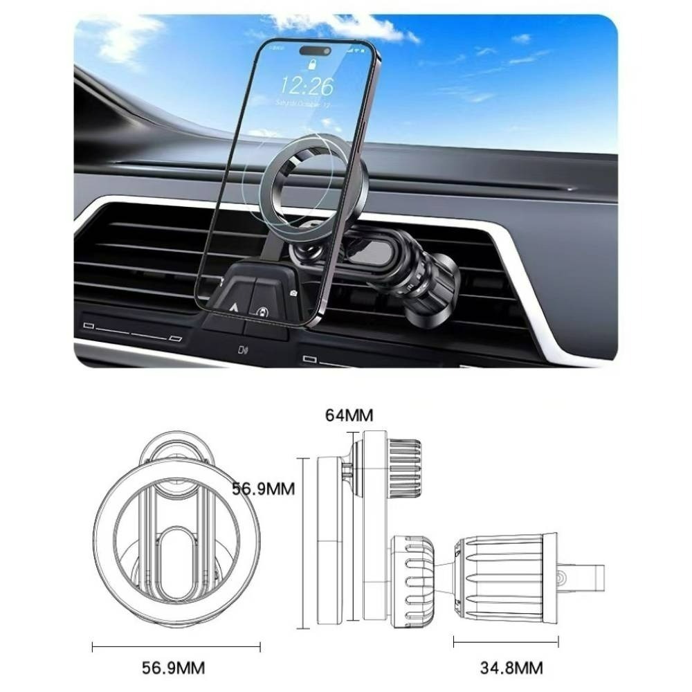 車用手機磁吸支架 環形手機支架 導航架 車載支架 Magsafe 冷氣孔支架 手機架 可旋轉支架 出風口-細節圖8