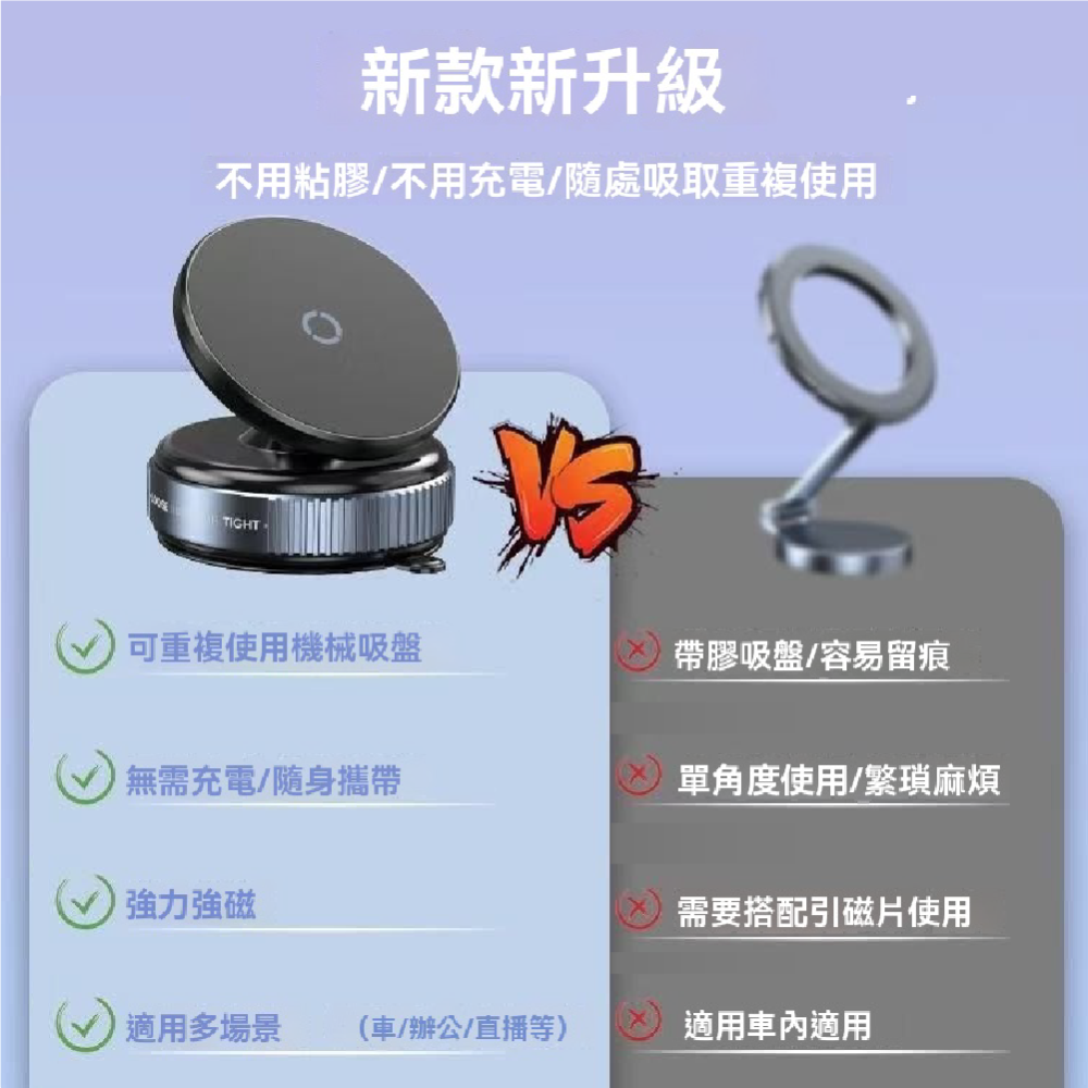 真空吸盤支架 磁吸支架 真空吸附 magsafe支架 萬能磁吸 旋轉 360度 導航支架 免充電支架-細節圖8