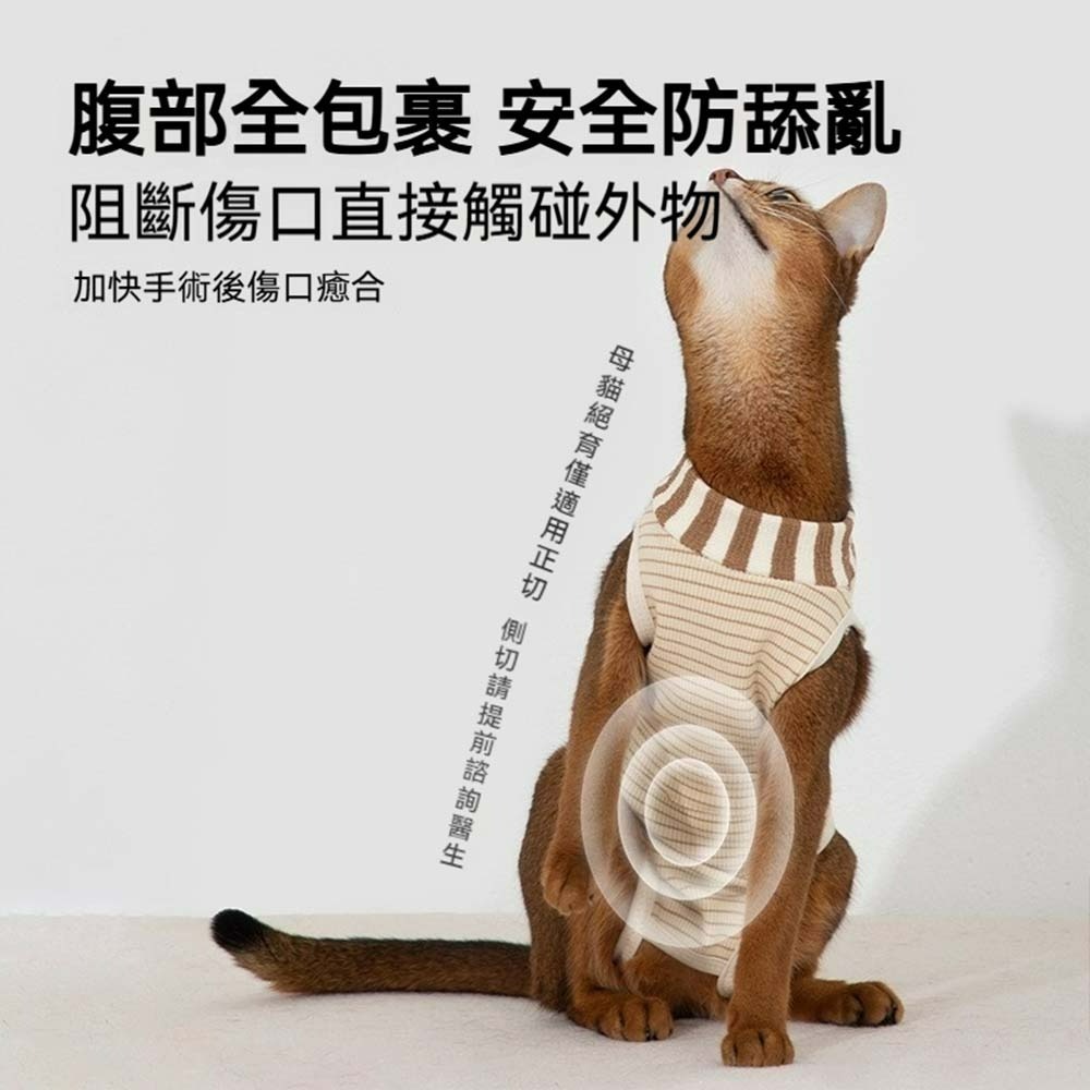 HiDREAM貓咪防掙脫手術服 寵物術後服 防舔咬護理衣 絕育術後衣 寵物恢復衣 貓用防舔衣 貓術後保護服-細節圖2