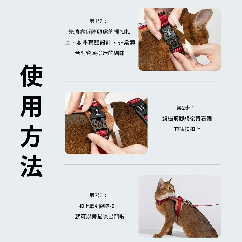 HiDREAM皮革貓咪胸背帶套裝 寵物牽引繩 貓用胸背帶 外出胸背衣 防掙脫貓背帶 牽繩組 貓用散步套裝 可調式背帶-細節圖8