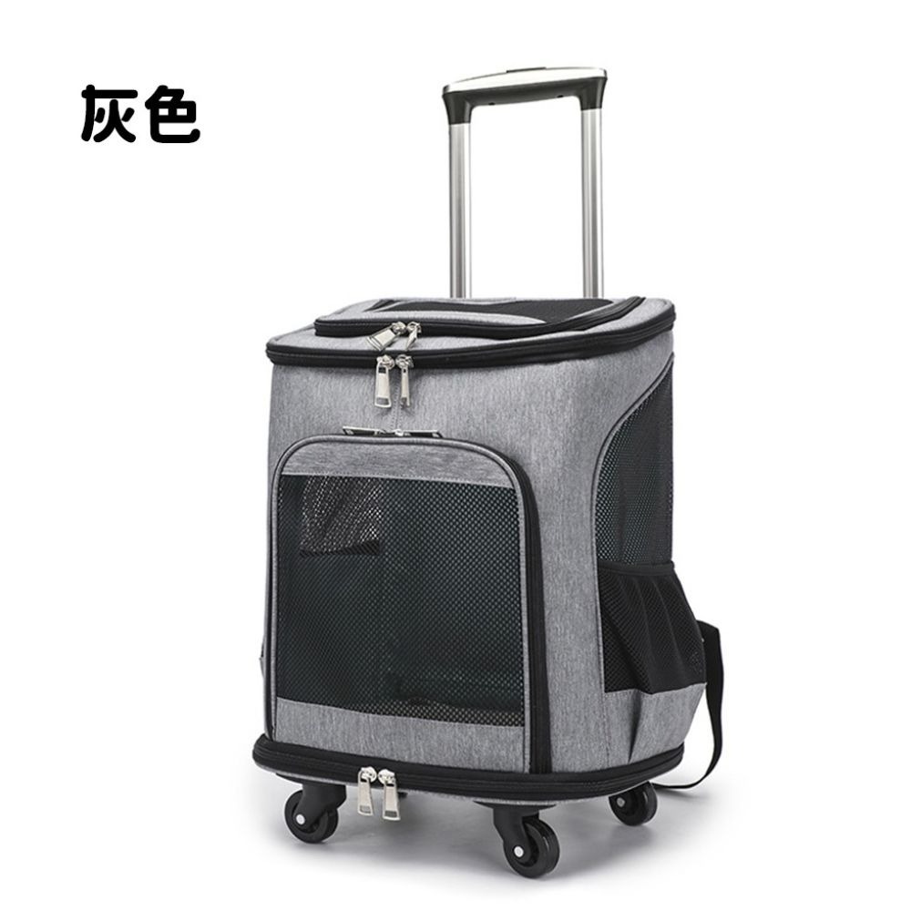 寵物拉桿包 貓狗外出推車 大容量寵物外出包 可手提可拉行 透氣寵物籠 拉桿箱 寵物旅行包 貓咪外出拖拉包-規格圖10