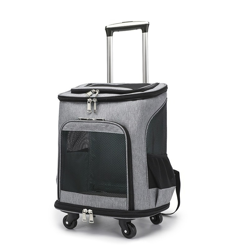 寵物拉桿包 貓狗外出推車 大容量寵物外出包 可手提可拉行 透氣寵物籠 拉桿箱 寵物旅行包 貓咪外出拖拉包-規格圖10