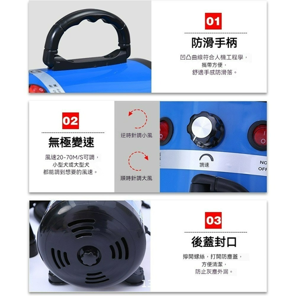 強力速乾寵物吹水機 靜音吹風機 高速吹乾機 狗狗吹毛機 貓咪烘毛機 寵物美容吹風機 洗車吹水機 寵物烘乾機-細節圖7