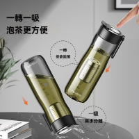 Tritan磁彈茶水分離泡茶杯 雙層耐熱隨行杯 茶隔濾網泡茶瓶 耐高溫塑料水杯 攜帶杯 透明茶杯 辦公泡茶杯 隨手瓶