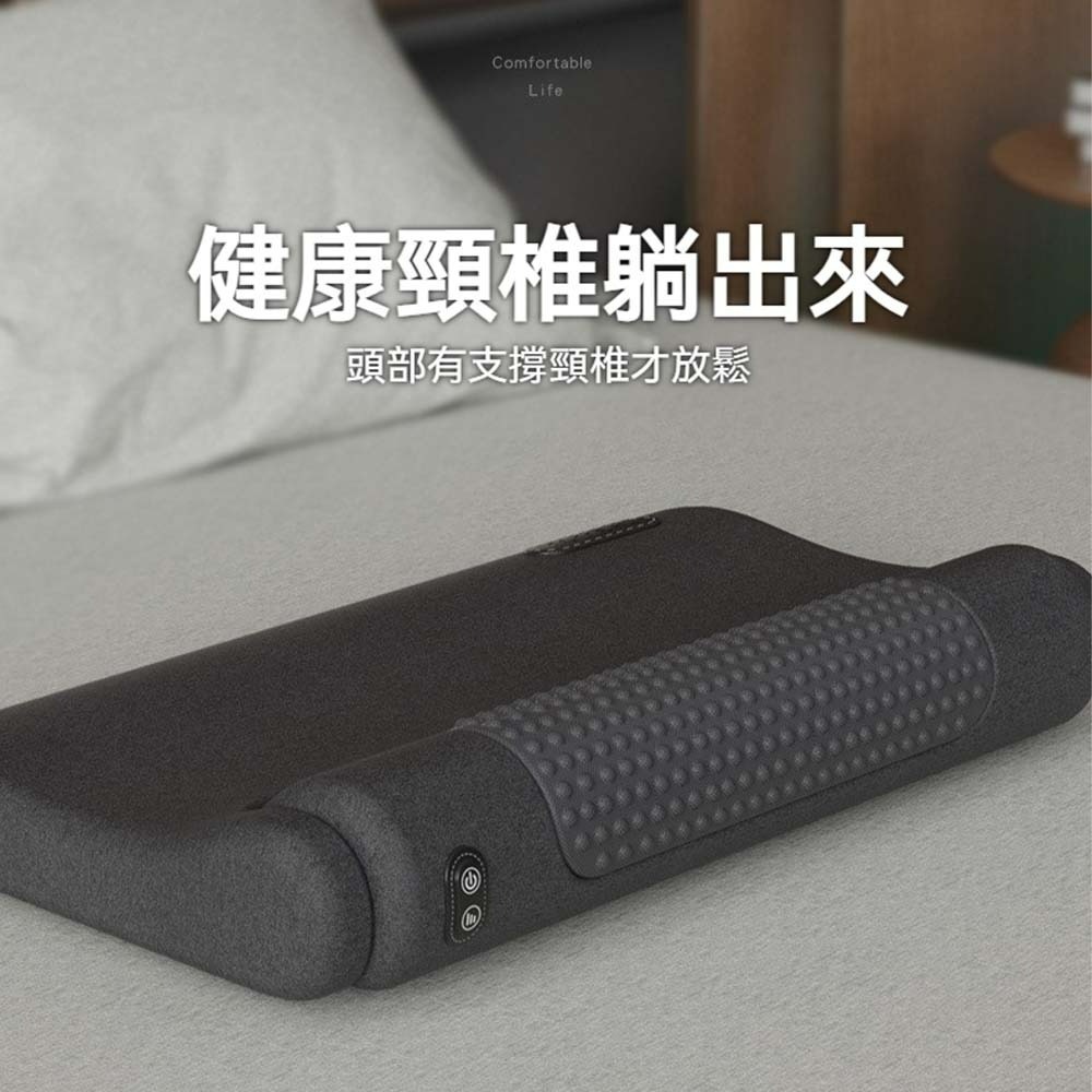 科適頸椎枕頭 電動按摩枕 熱敷枕頭 恆溫熱敷護頸枕 記憶棉助眠枕 人體工學睡眠枕 震動按摩頸枕 枕芯靠枕-細節圖9