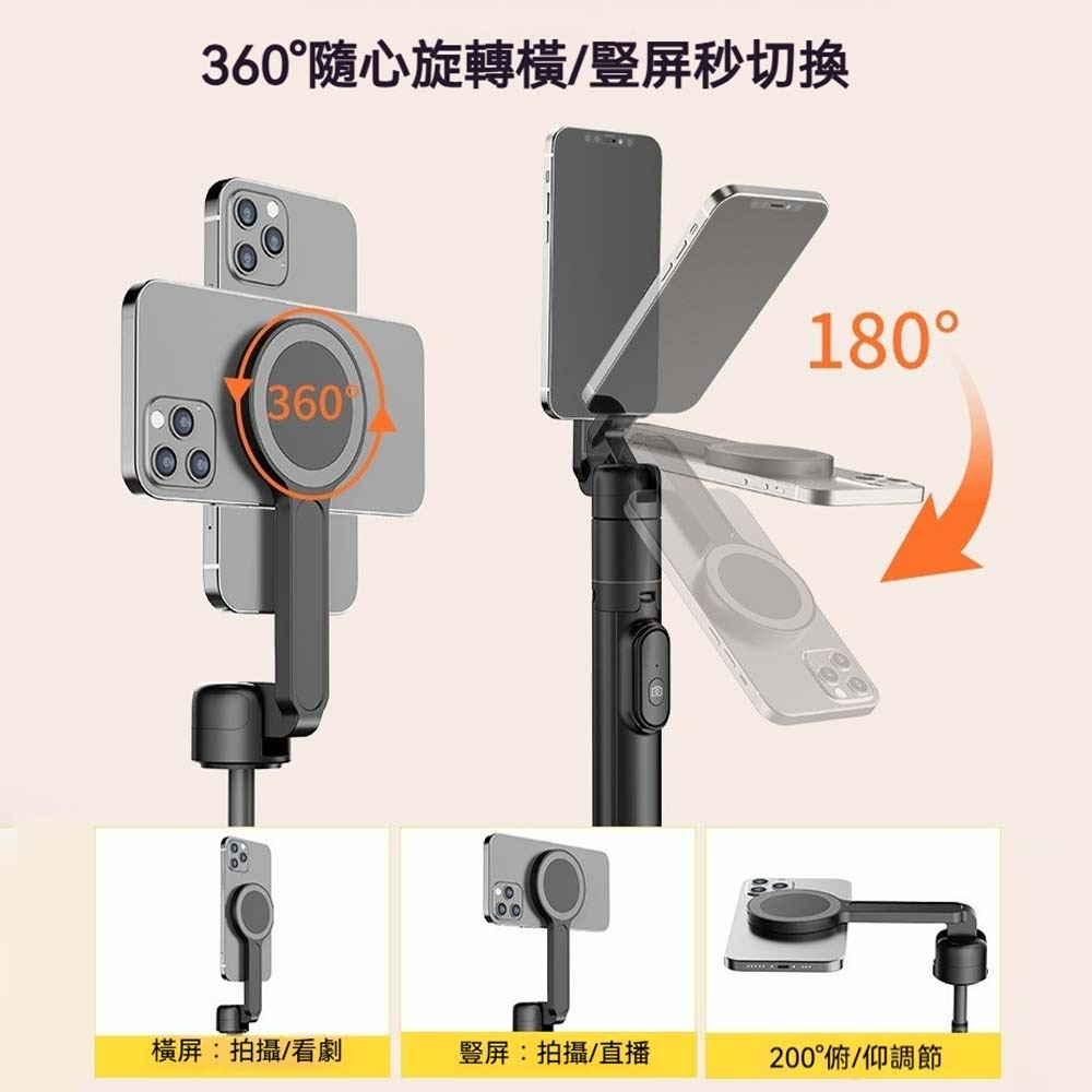 磁吸SE藍牙自拍桿 可折疊三腳架 無線遙控自拍棒 手機支架 自拍神器 藍牙快門 iPhone安卓通用 台灣出貨-細節圖7